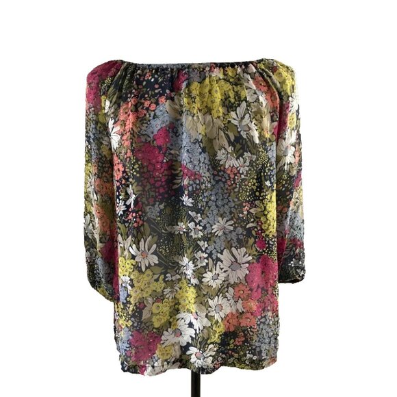 ANTHROPOLOGIE Edme & Esyllte 100% Silk Blouse Top Size XS Semi Sheer Floral - Picture 5 of 7
